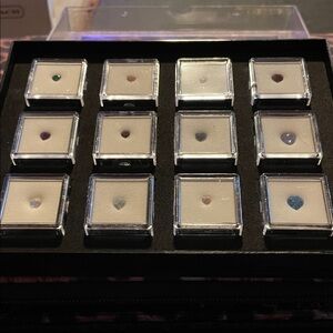 Assorted 12 Heart Shaped Gemstone Collection in Display Case